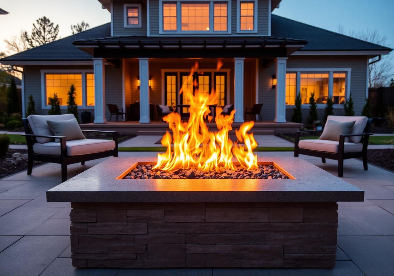 Patio Gas Fire Pit project in Brookline, MA